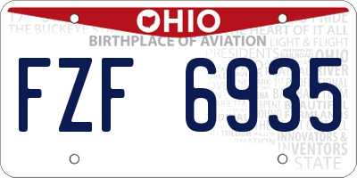 OH license plate FZF6935
