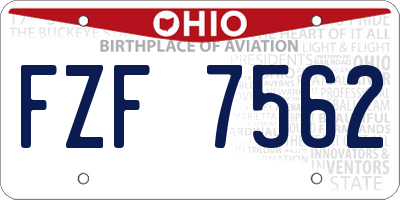 OH license plate FZF7562
