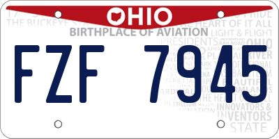 OH license plate FZF7945