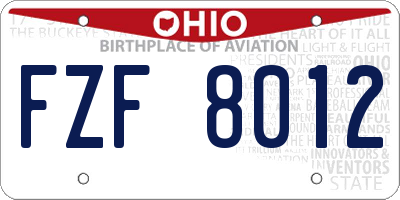 OH license plate FZF8012