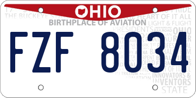 OH license plate FZF8034