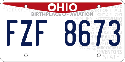 OH license plate FZF8673