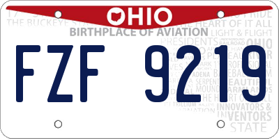 OH license plate FZF9219
