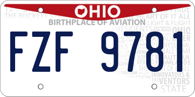 OH license plate FZF9781
