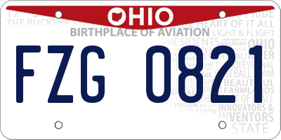 OH license plate FZG0821