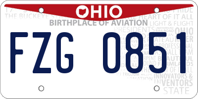 OH license plate FZG0851