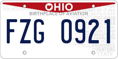 OH license plate FZG0921