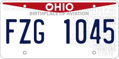 OH license plate FZG1045
