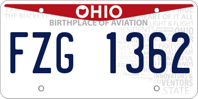 OH license plate FZG1362