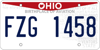 OH license plate FZG1458