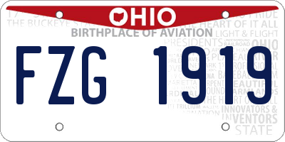 OH license plate FZG1919