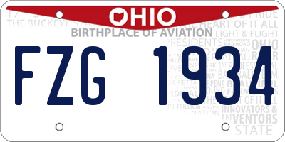 OH license plate FZG1934