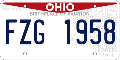 OH license plate FZG1958