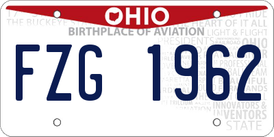 OH license plate FZG1962