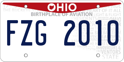 OH license plate FZG2010