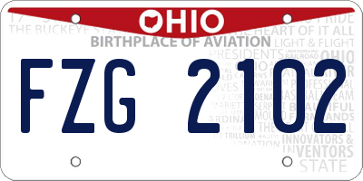 OH license plate FZG2102