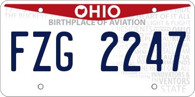 OH license plate FZG2247