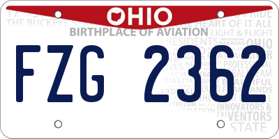 OH license plate FZG2362