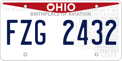 OH license plate FZG2432