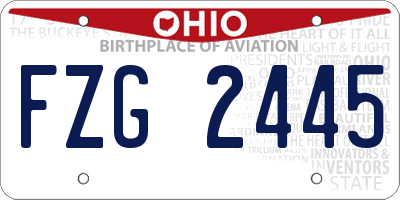 OH license plate FZG2445