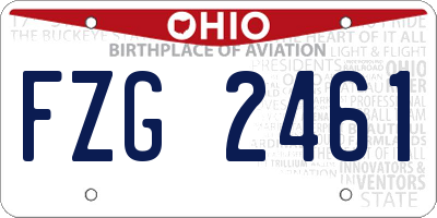 OH license plate FZG2461