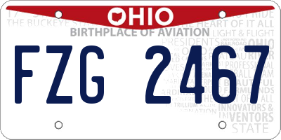 OH license plate FZG2467