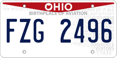 OH license plate FZG2496