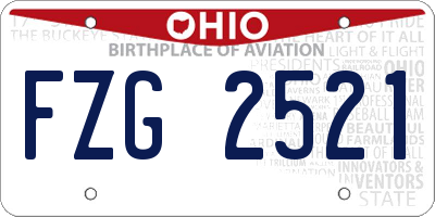 OH license plate FZG2521