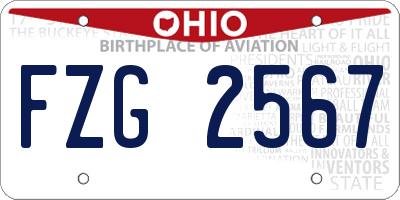 OH license plate FZG2567