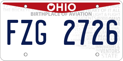 OH license plate FZG2726