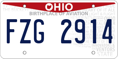 OH license plate FZG2914