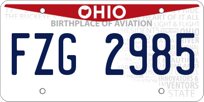 OH license plate FZG2985