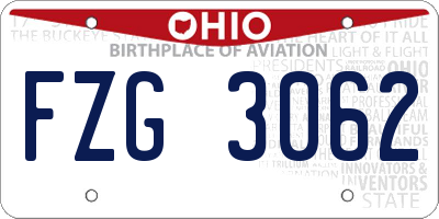 OH license plate FZG3062