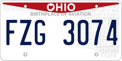 OH license plate FZG3074