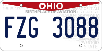 OH license plate FZG3088