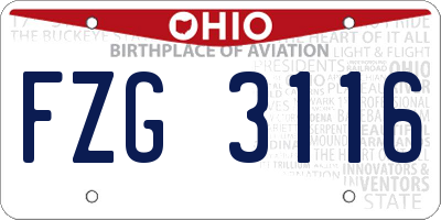OH license plate FZG3116