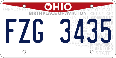 OH license plate FZG3435