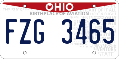 OH license plate FZG3465
