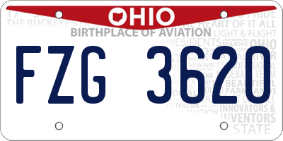 OH license plate FZG3620