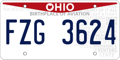 OH license plate FZG3624