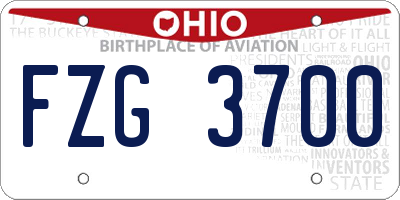 OH license plate FZG3700