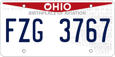 OH license plate FZG3767