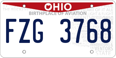 OH license plate FZG3768