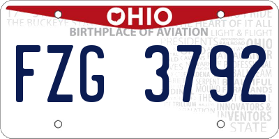 OH license plate FZG3792