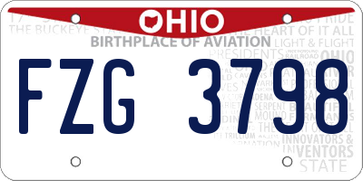 OH license plate FZG3798