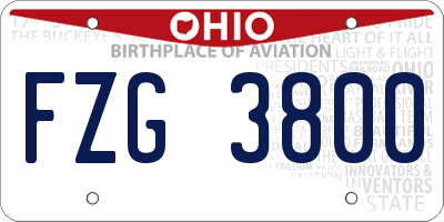OH license plate FZG3800