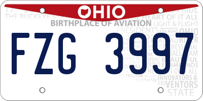 OH license plate FZG3997