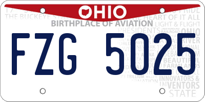 OH license plate FZG5025