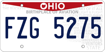 OH license plate FZG5275