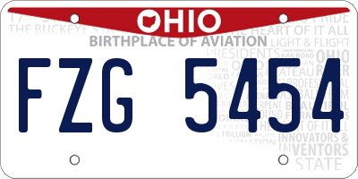 OH license plate FZG5454